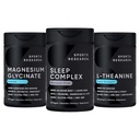 Ricerca sportiva Doppia resistenza L-teanina Supplemento Softgels per Focus & Relax, Magnesio Glycinate per riposanti sonno & processi enzimatici + Sleep Complex Melatonin-Free Vegan Capsule