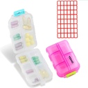 Casella di pedaggio (2 Pack) - Portatile Small Supplements Tablet Container Box con 10 scomparti - Medicina Capsule Vitamin Organizer Dispenser Holder Storage for Travel Trip Pocket Purse (Pink+White)
