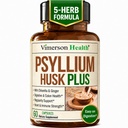 Supplemento fibra con 1080mg Psyllium Husk Powder, Slippery Elm for Women & Men, Ginger Root – Pillole ad alta fibra per regolarità, Digestivo & Gut Health – Gentle on Stomach 60 Psyllium Husk Capsule