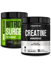 Jacked Factory NITROSURGE Pre Workout Supplement (Grape, 30 Serve) & Creatine Monohydrate Powder (Unflavored, 30 Serve)