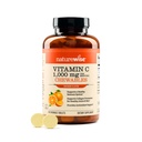 NaturalWise Extra Strength Vitamin C Chewable 1000mg per Adulti - Natural Orange Flavor - Immune System & Antioxidant Support - Non-GMO, Vegan & Sugar Free - 90 Chewable Tablets[45-Day Supply]