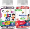 Gummie di magnesio per adulti e gommoni di ferro per bambini e adulti - Vitamine di ferro con vitamina C.