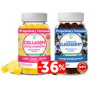 Lunakai Collagen and Elderberry Gummies Bundle - Anti Aging Supplements for Men & Women - Supporto immunitario per adulti e bambini - Vegan, Non OGM, No Corn Syrup, Gelatin Free, All Natural Black Sambucus