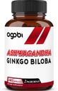agobi 1600mg Ashwagandha con Ginkgo Biloba Supplement - Super Extract Formula for Immune System, Energy Production, Memory Health & Focus - 240 Veggie Capsule