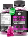 Pelle per capelli e unghie 10000mcg Gummies & Collagen Gummies - Vitamine di biotina per la crescita dei capelli Olio di semi di zucca, estratto di palmetto di sega & vitamine A B6 C D E - Integratori di biotina e collagene