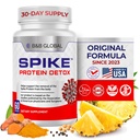 Spike Protein Detox - Spike Support Supplemento per il bilanciamento delle proteine - Miscela non aromatizzata 3-in-1 con Nattokinase 4000Fu, Bromelain 500mg, Curcumin 1000mg - Made in the USA - 60 capsule, 30 giorni di alimentazione