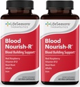 LifeSeasons Blood Nourish-R - Supplemento al ferro - Non costipazione - Supporta l'anemia, la fatica, la bellezza e la vertigini - Edificio del sangue - Ferro, Alfalfa, Raspberry & Vitamina B-12-60 Capsules (Pack of 2)