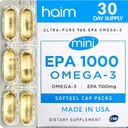 HAIM EPA1000 MINI – Pure EPA Fish Oil Supplement – 1.100mg Omega-3 per il cuore, il cervello e la salute comune – Alta potenza, Burpless Softgels – Piccole capsule Easy-to-Swallow – 60 Softgels – Made in USA