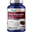 Estratto di salice bianco di NusaPure 20:1, 200 mg Equivalente a 4000mg, 200 capsule vegetali, massima resistenza, (non OGM, Vegan)