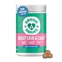 Doggie Dailies Skin & Coat Supplement Support, Olio di Salmone per Cani Pelle e Cappotto con Collageno, Omega 3, Olio di Krill, Biotina, & Olio di cocco per cani (Salmone) 225