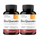 Sandhu's Zinc Quercetin 120 capsule vegetariane (pacchetto di 2) | Integratori di Zink ad alto assorbimento per l'immunità e l'allergia stagionale | Supporto immunitario antiossidante per gli uomini e le donne | Facile da ingoiare
