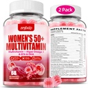 Donne senza zucchero Multivitamin 50 Plus Gummies con Calcio, Magnesio, Zinco, Vitamina A, C, D3, E, K2, B Complex, Folate, Biotina - Multi Vitamine & Minerali per Pelle, Energia, Supporto immunitario
