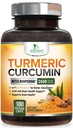 Supplemento curcumina curcuma curcuma 2600mg - 95% Curcuminoidi con estratto di peperoncino nero e curcuma organico per il miglior assorbimento, supporto naturale Vegan giunto, non OGM, imbottigliato negli Stati Uniti - 180 capsule