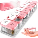 Extra Large Weekly Pill Organizer - XL Vitamin Holder con 7 Confronti STATABILI AM PM - Dispenser portatile di medicina per casa e viaggio, Big Supplement Container per uso settimanale o giornaliero, rosa