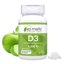 EZ Melts Dissolvable Vitamin D3 5.000 UI, Senza zucchero, Alimentazione 3 Mese - 1 Confezione