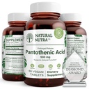 Acido pantotenico naturale di rilascio di Nutra 500 mg, supplemento di vitamina B5 aiuta a rompere grasso e carboidrati, metabolismo ed energia, migliorare la salute del muscolo, ridurre le macchie della pelle, 60 compresse vegetariane
