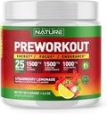 Costruito da Natura Pre Workout Polvere con Beta Alanine, Creatina Monoidrato, BCAA, L Citrullina, L Arginina e Caffeina - Fragola Limonata Flavor - 25 Serve