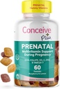CONCEIVE PLUS Prenatal Gummies - DHA, Acido Folico, Vitamina D3, C, Zinco e Omega 3, Limone naturale + Raspberry Flavor, 60 Conte, 30 giorni di alimentazione
