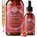 Triple Magnesium Complex Liquid Drops - Magnesio Glycinate Liquid Drops, Taurate & Citrate con L-teanina, Vitamina B6 per il sonno, Muscolo, Salute Immune, Vegan, Non OGM, Sapore di fragola, 2 Fl OZ