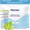 Imballaggio di idratazione del nettare - Imballaggio della polvere degli elettroliti - Calorie senza zucchero e 0 - Polvere di elettroliti del liquido di frutta organica giornaliera IV di frutta per il sollievo di disidratazione e la reidrazione rapida (Grape 30 Pack)