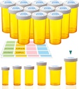 3.75oz Bottiglie vuote con cappucci per bambini, 12 Pack - Grande capacità, Moisture-Proof, BPA-Free, con 32 etichette Easy-Peel per l'organizzazione di pillole, vitamine, integratori, perline e altro ancora