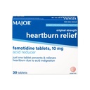 MAJOR Rilievo di bruciore di resistenza originale - Tavole di Famotidina, 10 mg - Riduttore di acido - 30 compresse (1-Pack)