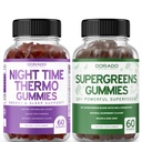Notte tempo Fat Burner Gummies (60 Conte) - Perdita di peso & Metabolismo Zucchero-Free Melatonina Supplemento e Supergreens Gummies (60 Conte) - Greens Supplements Immunity Support - Non OGM & USA Made