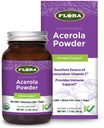 Flora - Polvere di Acerola, Booster immunitario giornaliero con vitamina C, Polvere antiossidante senza glutine e vitamina C Vegan, 1,7-oz. Bottiglia di vetro