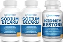 Sodio Bicarbonato 650mg Capsule per Acid Relief, Alkalinity 120 Pills 2-Pack + Restore Rene Cleanse e Kidney Health Supplement, 60 caps