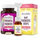Mama Probiotico Naturale & Baby Probiotic Drops Bundle – Gut, Vaginal & Immune Supporto per la mamma + Comfort digestivo per il bambino con probiotici infanti – Bundle & Save