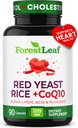 Riso di lievito rosso 1215 mg. Capsule - lievito di riso rosso ad alta resistenza con CoQ10 Supplemento, Plus Acido lipoico alfa & Flaxseed organico, Citrinin Free, Supporta la salute cardiovascolare, Non-GMO 90 Caps di verdure