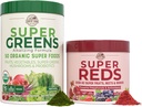 Confezione Essenziale, Super Greens Powder e Super Reds, Confezione da 50 Super Alimenti Organici e 40 Super Frutta, Energia Naturale, Supporto Bloating, Sapore non aromatizzato & Berry, 17.7 oz, 2 Confezione