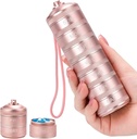 Metal Pill Organizer 7 giorno - Impermeabile settimanale di viaggio Pillola Casella giornaliera con 7 scomparti, contenitore di pillole per integratori di vitamina Medicina Olio di pesce, rosa
