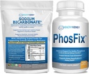 Bicarbonato di sodio organico alcalina supplemento Bundle 2LB polvere per l'alcalinità, rene e supporto acido + PhosFix 120 pillole Phosphorus Binder per livelli sani di fosforo e supporto renale salute del rene