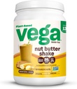 Vega Nut burro Shake, burro di arachidi & Banana - Vegan Protein Powder, 20g Protein, ingredienti alimentari reali, senza aggiunta di zucchero, 1,39 lbs