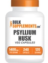 BulkSupplements.com Psyllium Husk Capsule - Psyllium Supplement, Psyllium Husk Fiber - Vegan & Gluten Free, 240 Veg Capsules (Pack of 1)