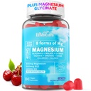 Magnesio Gummies 400mg | come 8 Forme di Magnesio Glycinate, Malate, Citrato, Taurate, Ossido, e più | con Estratto di Ashwagandha, D3 & B12 Supporti per Calma, Zzz, Mood, Cramp muscolare - Vegan 60 Cts