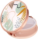 Rouidr Pill Box, 3 Compartment Medicine Pill Case, Small Metal Travel Medicine Box per Purse & Pocket, Rose Gold, Boho Leaves