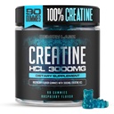 Creatina HCL 3000mg Per Serving - Sapore di lampone - Gummie vegane (90 conteggio (Pack di 1), lampone)