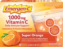 Polvere di vitamina C di Emergen-C 1000mg per il supporto immunitario giornaliero della caffeina Integratori di vitamina C con zinco e manganese, vitamine e elettroliti B, super aroma arancione - 30 conte