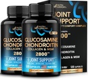 Glucosamina Condroitin MSM Collagen | Supporto Congiunto Supplemento 2800 mg | Made in USA | Vitamine Nutritive di Flessibilità | per Uomini e Donne, Confezione da 2