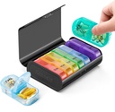 Zannaki metallo XL organizzatore settimanale di pillole 2 volte al giorno, grande viaggio scatola giornaliera di pillole 7 giorni, contenitore portachiavi di due volte della settimana portatile, AM PM caso di pillola per medicina supplemento di vitamina, nero