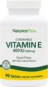 NaturesPlus Vitamina E, Natural Carob Flavor - 90 Chewable Tablets, Confezione da 2 - Difesa Radicale Gratuito &amp; Benessere Complessivamente - Vegetariano, Gluten Free - 180 Total Servings