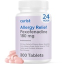 Curist Fexofenadine Hydrochloride 180mg (300 compresse) - 24 HR Antihistamine Allergy Relief Tablets (300 Count) All Day Strength Generic Fexofenadine Bulk Non Drowsy Allergy Relief