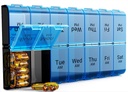 Extra Large Pill Organizer 2 volte al giorno, Weekly XL PM Pill Case, 7 giorni Pill Box Due volte al giorno, Oversized Daily Medicine Organizer for Vitamins (Blue)