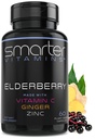 Smarter Elderberry Capsules + Vitamina C + Ginger & Zinc, Integratore di erbe, Potente Black Elder Berry Extract Antioxidant Vitamin, 60 Vegan Pills