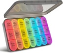 Greencycle Weekly Pill Organizer 3 volte al giorno, 7 giorni Pill Box Piccoli scomparti, Portable Daily Medicine Planner Dispenser Case, Home & Travel Pill Container per Vitamine, Fish Oil e Supplementi