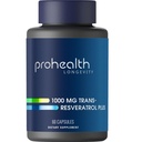 ProHealth Resveratrol 1000mg | Pure Trans-Resveratrol | Plus Quercetin, Vino rosso & Estratto di tè verde | Studi clinici per sostenere la salute cellulare, la memoria, l'invecchiamento sano | 60 capsule