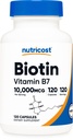 Nutricost Biotin (Vitamina B7) 10.000mcg (10mg), 120 capsule - Vegan, Gluten Free, Non OGM