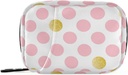 Pink Golden Polka Dots Pill Box 7 giorno Pill Case Bag organizzatore di viaggio Pillola con Zipper Portable Weekly Case Dimensioni compatte per il supporto supplemento di vitamina